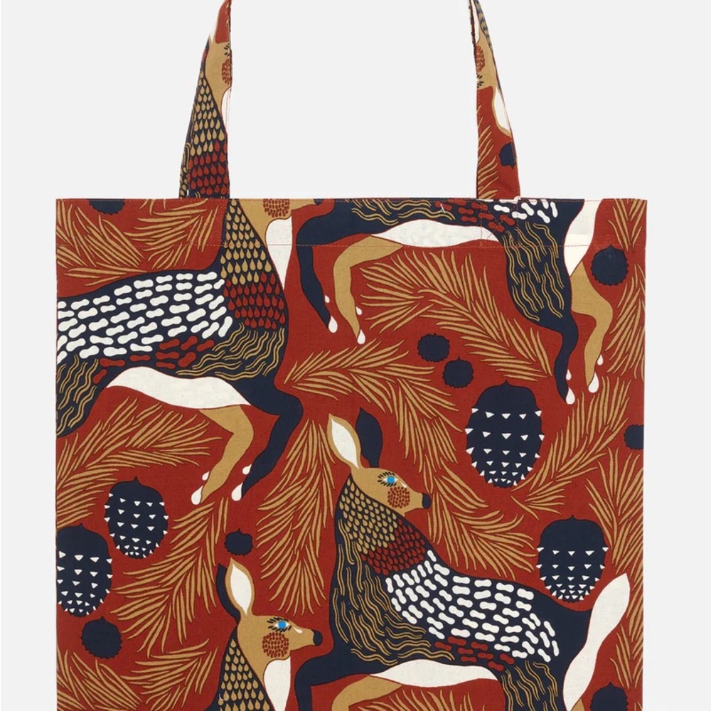 Marimekko Red and Brown Tote Bag